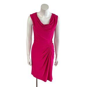 Tadashi Shoji Fuchsia Draped Mini Dress Cowl Neck Ruched Sheath S